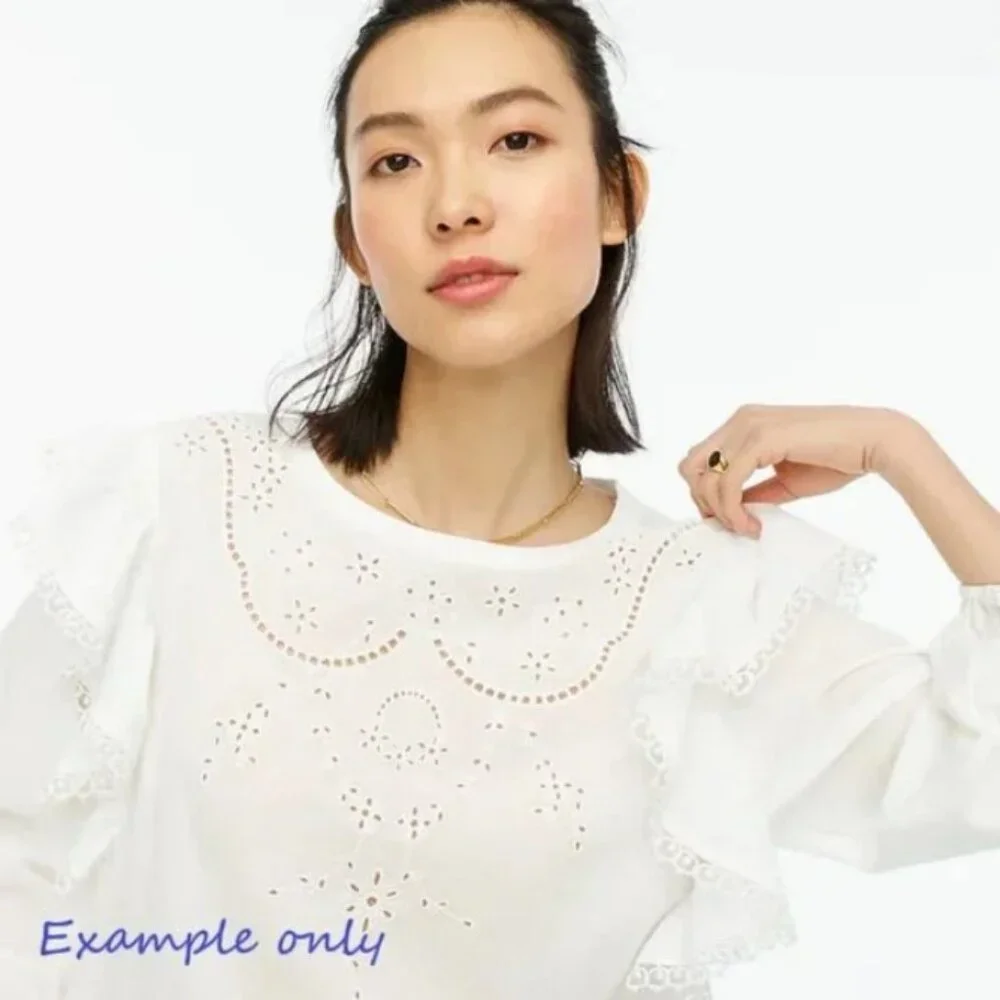 💙 NEW J. Crew Navy Ruffled Eyelet Blouse Top XL